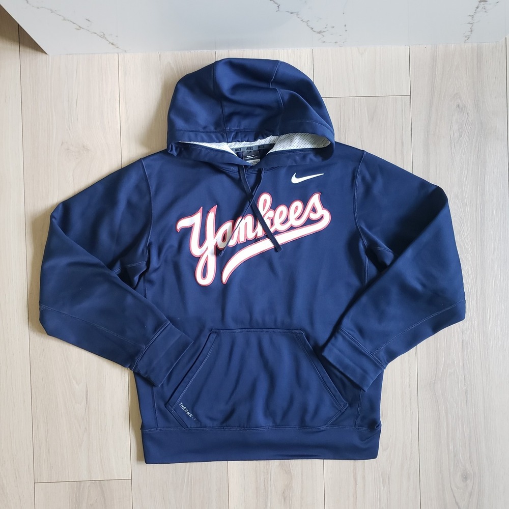 Nike Hoodie Mens S Blue Yankees Therma Fit MLB Baseball Sweatshirt